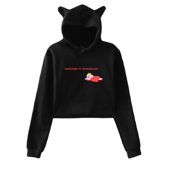 Technoblade Subscribe Cat Ear Crop Top Hoodie