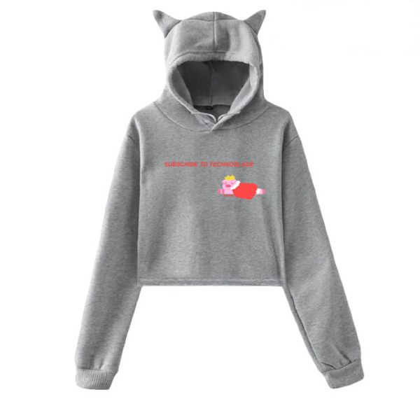 Technoblade Subscribe Cat Ear Crop Top Hoodie