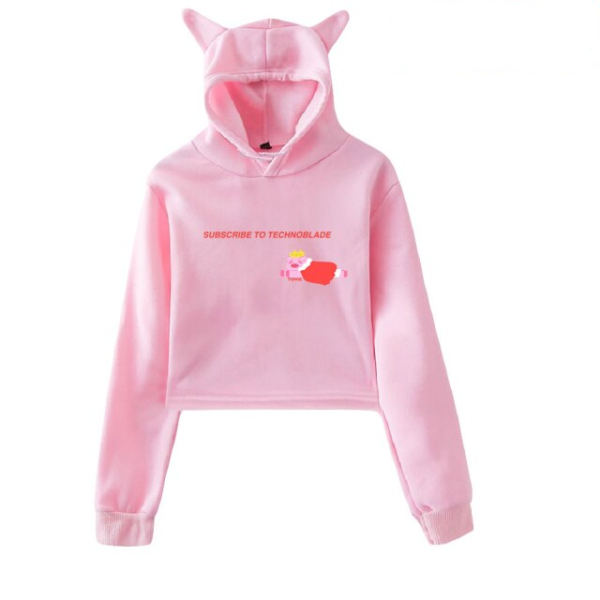 Technoblade Subscribe Cat Ear Crop Top Hoodie