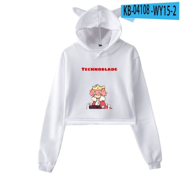 Technoblade Sad Cat Ear Crop Top Hoodie